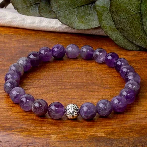 🆕New Amethyst 8mm Healing Gemstone Bracelet with Tibetan Spritua… - Picture 1 of 1